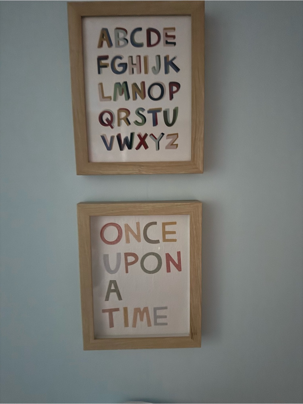 Alphabet & 'Once Upon A Time' Framed Wall Art – Neutral Wood Frames